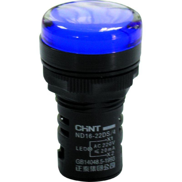 Индикатор ND16-22DS/2C синий, компактный, встр. резистор, IP65 АС/DC24В (R) CHINT Индикатор ND16-22DS/2C синий, компактный, встр. резистор, IP65 АС/DC24В (R) CHINT