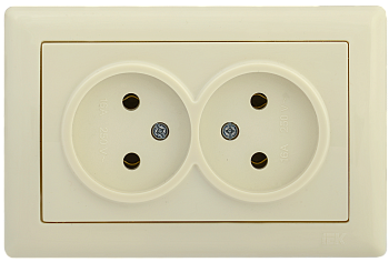 Розетка 2-местная РС20-1-0-БК без з/з 10А BOLERO кремовый IEK Розетка 2-местная РС20-1-0-БК без з/з 10А BOLERO кремовый IEK
