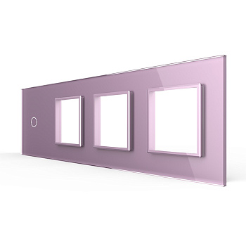 Панель для сенсорного выключателя и 3-х розеток, 1 клавиша, цвет розовый, стекло Livolo
