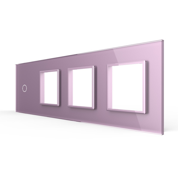 Панель для сенсорного выключателя и 3-х розеток, 1 клавиша, цвет розовый, стекло Livolo