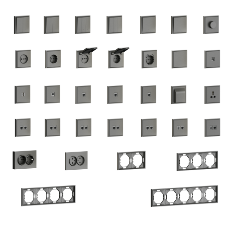 Donel S08 матовый титан накладка для розетки Schuko с зарядным устройством USB A+C, со шторками 16A 250 В~,серия DB
