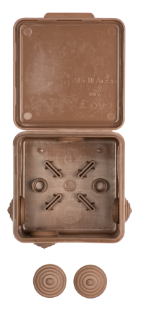 Коробка распределительная КМР-030-031 с крышкой (80х80х50) 7 мембранных вводов тёмное дерево IP54 PROxima EKF