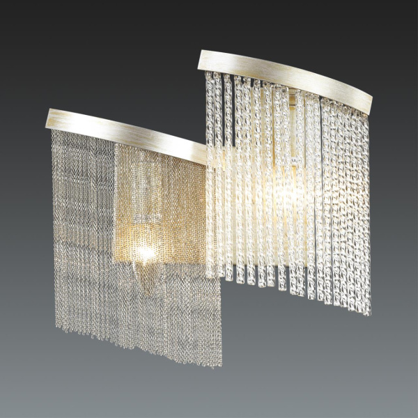 Бра E14 2*40W 220V GRAZA серебристый/стекло/металл.цепочки ODEON LIGHT