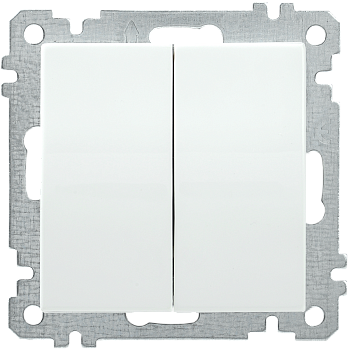 Выключатель 2-клавишный ВС10-2-0-Б 10А BOLERO белый IEK