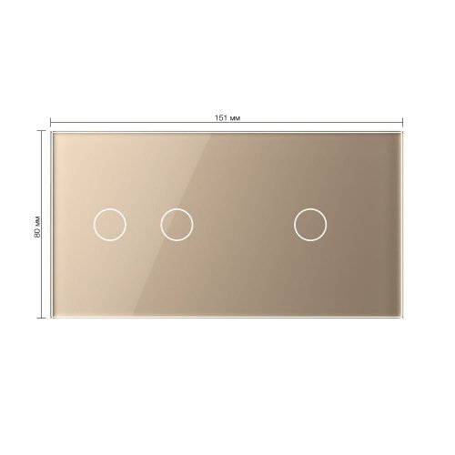 Панель для двух сенсорных выключателей, 3 клавиши (2+1), цвет золотой, стекло Livolo фото 2