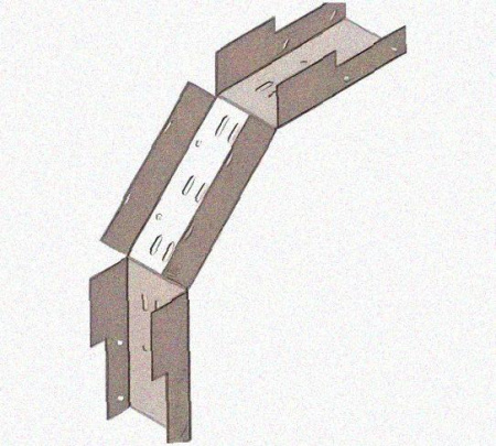 Лоток замковый перфорированный КСЗ 200х60-90 УТ1,5 для поворота трассы вниз на 90, горячее цинкование, S1,0