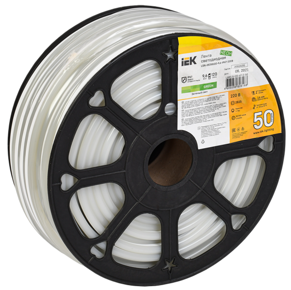 Лента светодиодная "неон" 50м LSR-2835G120-9,6-IP67-220В IEK Лента светодиодная "неон" 50м LSR-2835G120-9,6-IP67-220В IEK