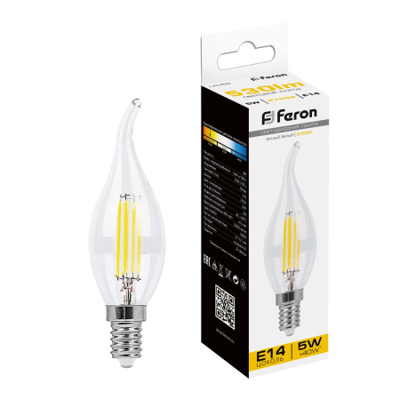 Лампа светодиодная Feron LB-59 Свеча на ветру E14 5W 2700K