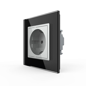 Розетка Livolo 1 пост Серая с черной рамкой VL-C7C1EU-15/12 Розетка Livolo 1 пост Серая с черной рамкой VL-C7C1EU-15/12