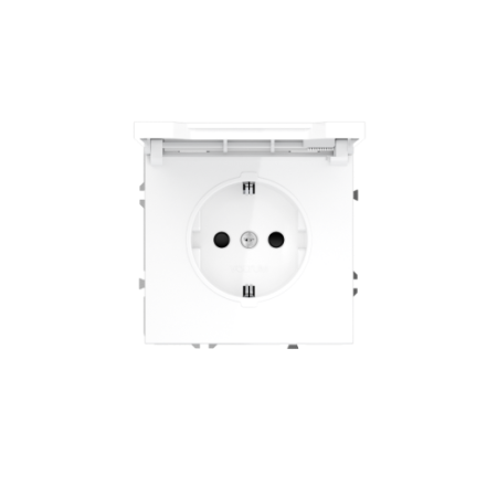 Розетка встраиваемая Voltum S70 с заземлением, защитными шторками и крышкой 16А, (белый глянцевый)