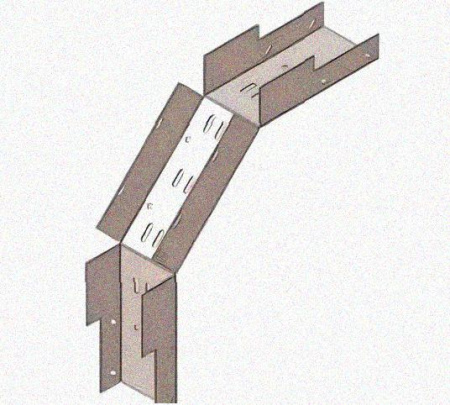 Лоток замковый перфорированный КСЗ 200х65-90 УХЛ1 для поворота трассы вниз на 90, горячее цинкование, S1,5 Лоток замковый перфорированный КСЗ 200х65-90 УХЛ1 для поворота трассы вниз на 90, горячее цинкование, S1,5