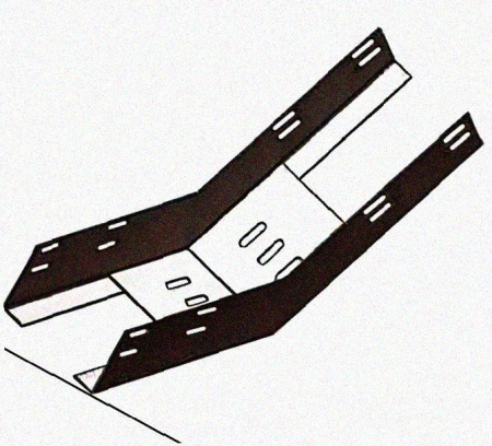 Лоток перфорированный КП 400х100-45 УХЛ1 для поворота трассы вверх на 45, горячее цинкование S1,5