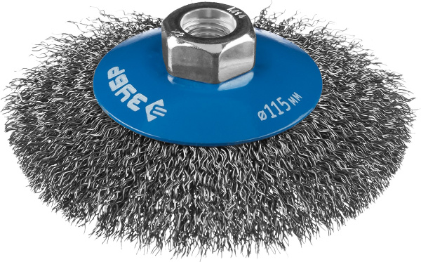 Профессионал. Щетка коническая для УШМ, витая стальная проволока 0,3мм, 115ммхМ14 ЗУБР