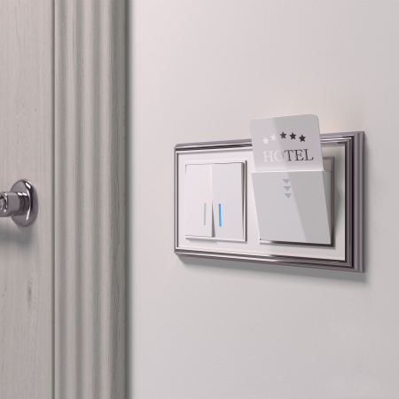 Выключатель двухклавишный проходной с подсветкой (белый) СУ IP20 Werkel