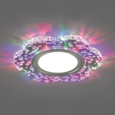 Светильник встраиваемый с разноцветной LED подсветкой Feron CD954 потолочный MR16 G5.3, прозрачный