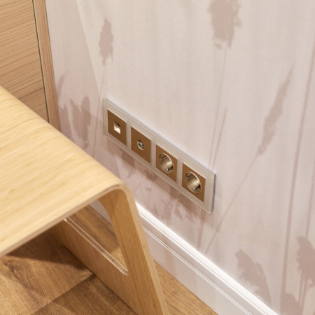 Розетка с заземлением и шторками (шампань рифленый) СУ IP31 Werkel