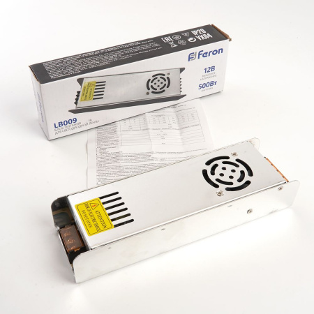Блок питания для светодиодной ленты 500W 12V (драйвер), LB009 Feron