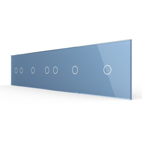 Панель для пяти сенсорных выключателей, 7 клавиш (2+1+2+1+1), цвет синий, стекло Livolo