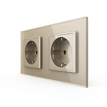 Розетка электрическая 16А 2 поста, цвет шампань Livolo