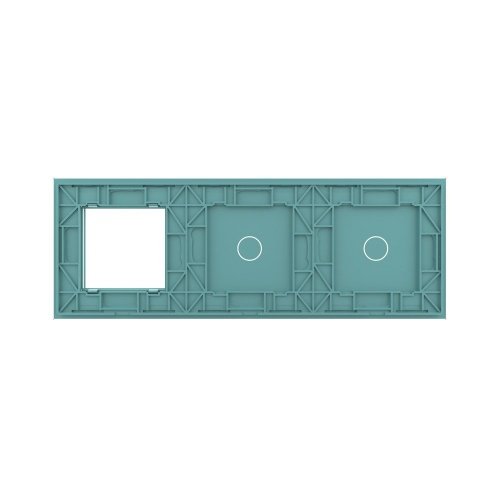 Панель для двух сенсорных выключателей и розетки, 2 клавиши (1+1), цвет зеленый, стекло Livolo фото 4