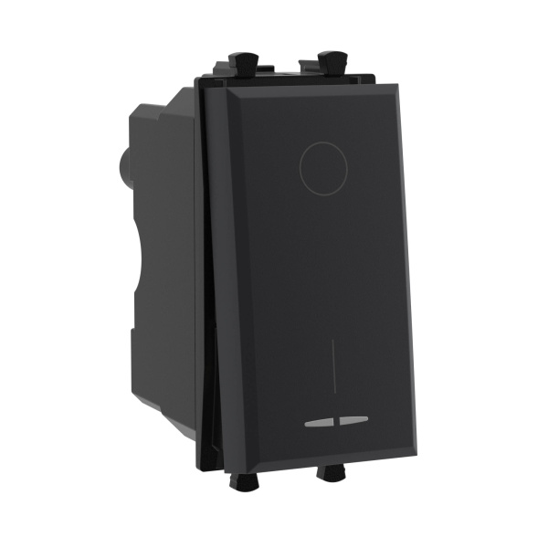 Выключатель двухполюсный модульный, "Avanti", "Черный матовый", 1 модуль DKC