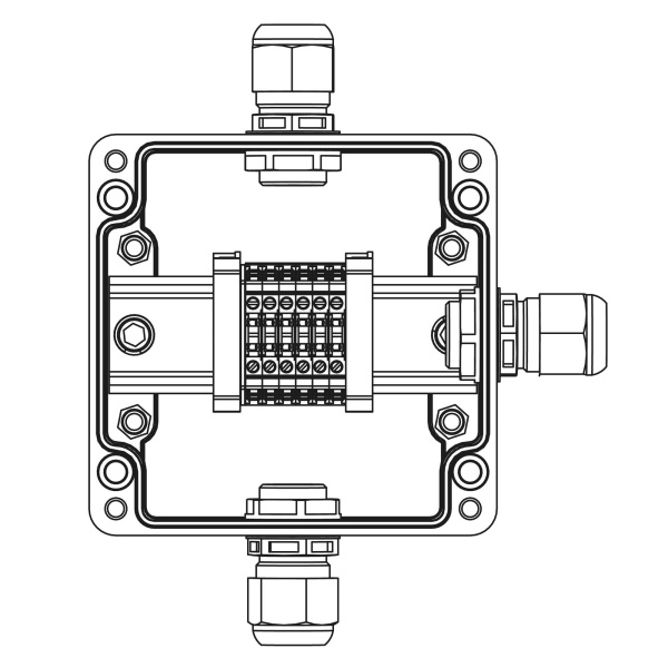 Взрывозащ. клемм. коробка из полиэстера TBE-P-03-(6xCBC.2)-1xPABMP(A)(C)(D)1Ex e IIC Т5 Gb / Ex tb IIIC T95°C Db IP66 DKC