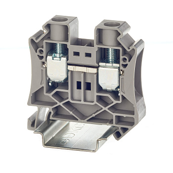 Клемма проходная, винтовой зажим, 2 точки подключения, 16 кв.мм, серая DKC