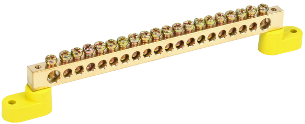 Шина PE "земля" на двух угловых изоляторах ШНИ-8х12-20-У2-Ж IEK