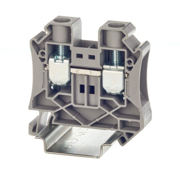 Клемма проходная, винтовой зажим, 2 точки подключения, 16 кв.мм, серая DKC