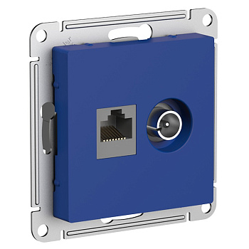 ATLASDESIGN Розетка компьютерная и TV двойная скрытой установки, аквамарин Schneider Electric