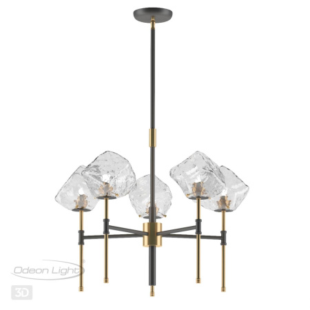 Люстра G9 5*40W STONO черный/золотой/прозрачный ODEON LIGHT