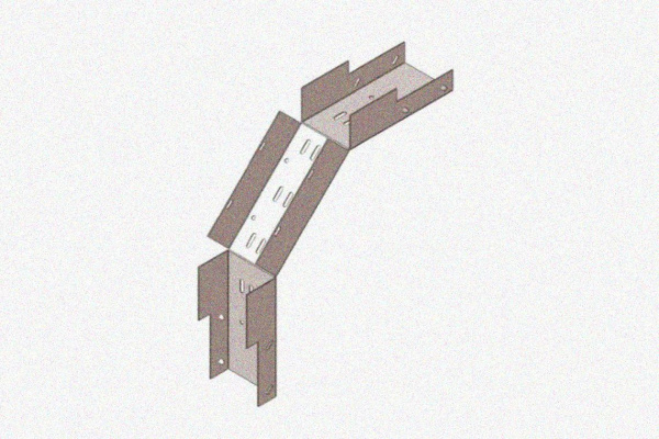 Лоток замковый глухой КСЗГ 100х50-90 УТ1,5 для поворота трассы вниз на 90, оцинкованный лист S1,0