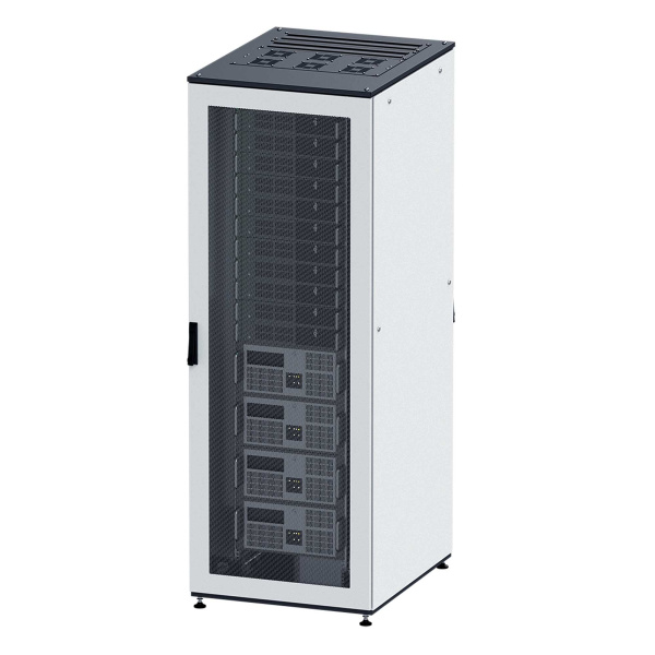 Собранный напольный 19" IT-CQE, 47U 600х800 двери перф/перф, RAL7011/7035 DKC