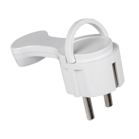 Вилка угловая плоская с/з белая "СТЕЛС" 16А 250В PRO EKF