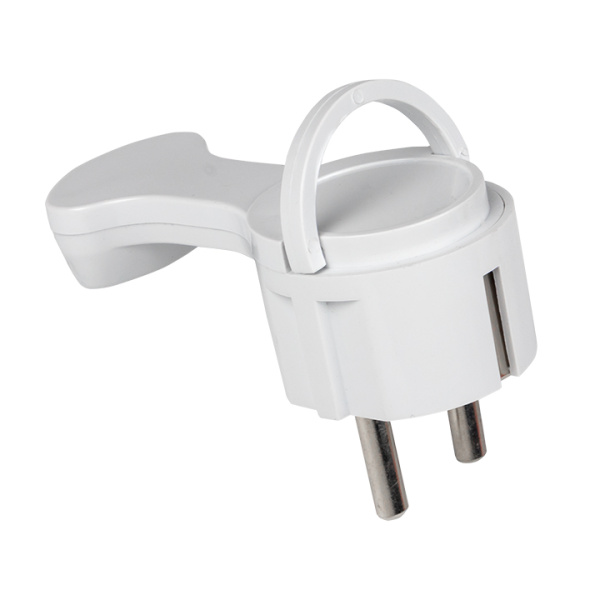 Вилка угловая плоская с/з белая "СТЕЛС" 16А 250В PRO EKF