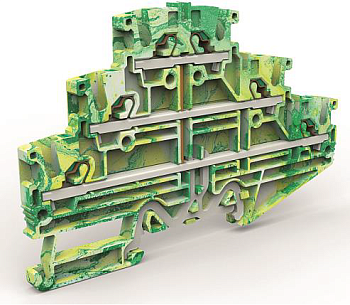 Трехуровневая клемма на 2,5 кв.мм с заземлением DKC