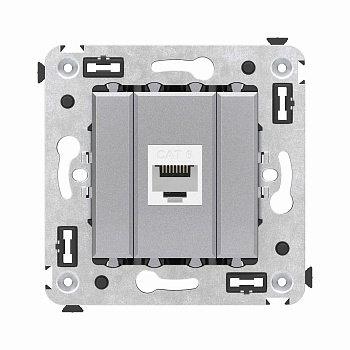 Компьютерная розетка RJ-45 без шторки в стену, кат.6 одинарная, "Avanti", "Закаленная сталь" DKC