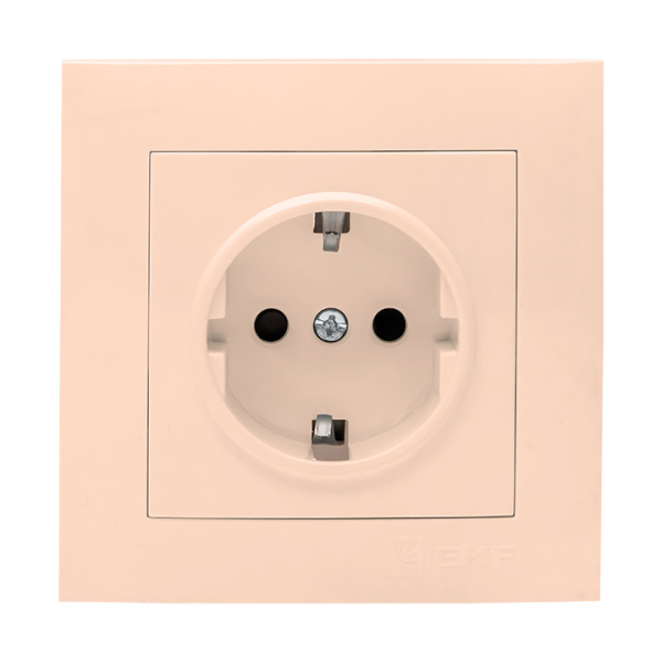 Валенсия Розетка 1-местная с/з 16А кремовая с защ, штор, EKF Валенсия Розетка 1-местная с/з 16А кремовая с защ, штор, EKF