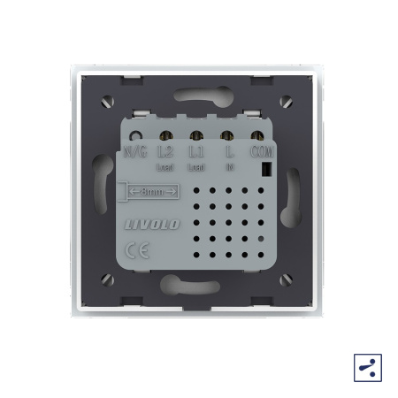 Двухклавишный проходной сенсорный выключатель Module, цвет белый Livolo