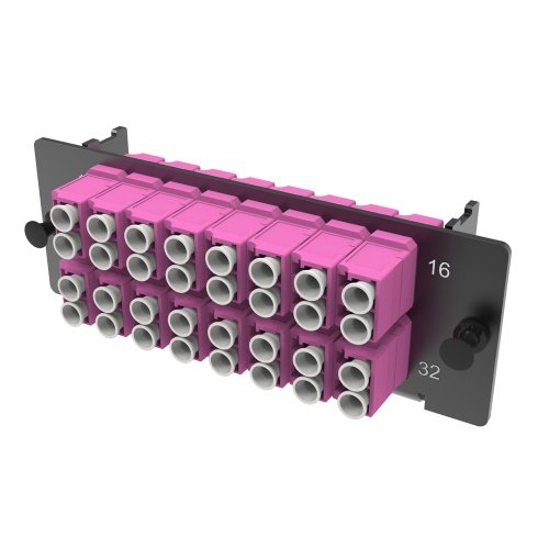 Адаптерная планка 16xLC Duplex адаптеров, (цвет адаптеров - пурпурный), OM4 1 1U DKC