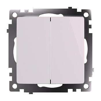 Переключатель 2-клавишный (механизм), STEKKER GLS10-7107-01, 250V, 10А, серия Катрин, белый