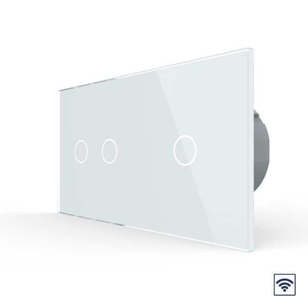 Сенсорный радиоуправляемый выключатель 3 клавиши (2-1), 2 поста Белый Livolo