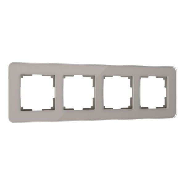 Elite Рамка из стекла на 4 поста дымчатый Werkel