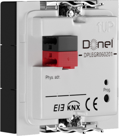 Donel сенсорный кнопочный модуль KNX, 3 группы, 55 мм, встроенный датчик температуры, функции KNX, серый, Cерия DKNX