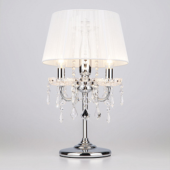 Настольная лампа с абажуром 3*E14 40Вт хром IP20 Allata (2045/3T хром / белый) Eurosvet