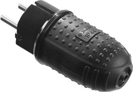 Вилка "Профессионал" электрическая обрезиненная, 16А/250В, IP44, черная ЗУБР
