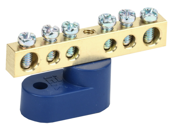 Шина N "ноль" на одном угловом изоляторе ШНИ-6х9-6-У1-С IEK