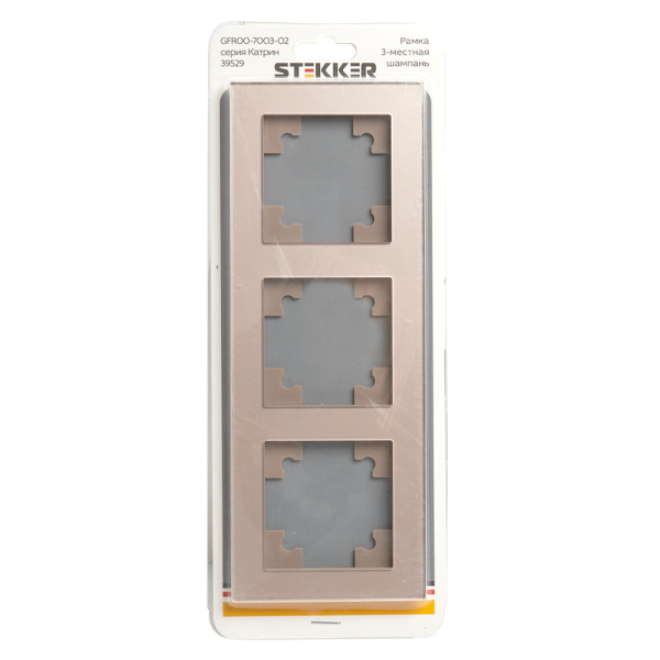 Рамка 3-местная, стекло,, STEKKER, GFR00-7003-02, серия Катрин, шампань