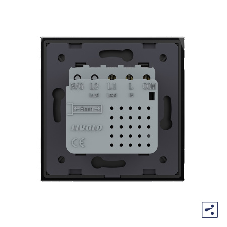 Одноклавишный проходной сенсорный выключатель Module, цвет черный Livolo