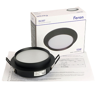Светильник потолочный встраиваемый, 15W 230V GX53, черный, круг, без лампы, DL507 Feron